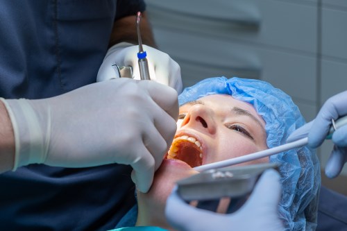 Oral surgery procedure in progress