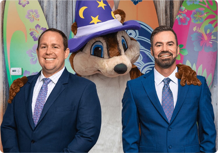 The Smile Magic founders with Charlie, the practice mascot