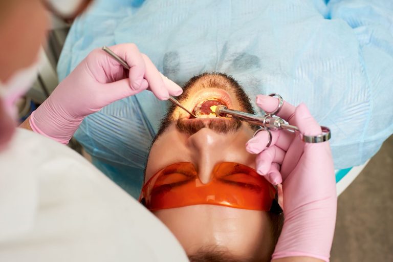 Oral surgery procedure in progress