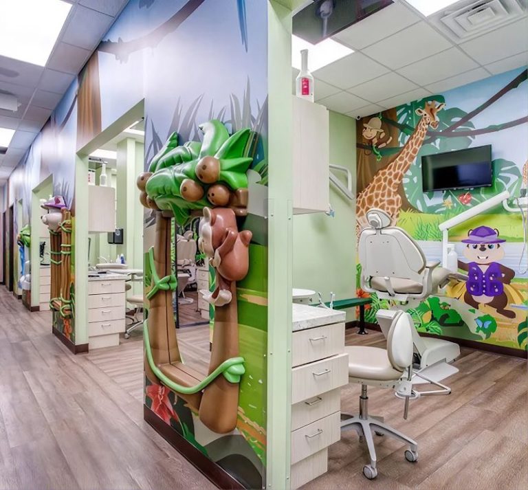 Safari-themed treatment bays at Smile Magic in South Staples, Corpus Christi