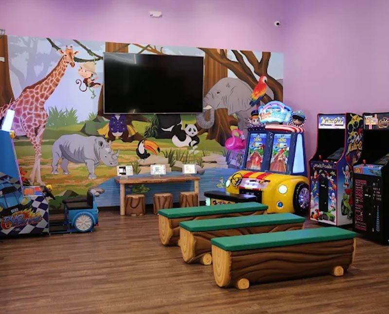 Safari-themed game area at Smile Magic in Houston